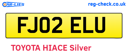 FJ02ELU are the vehicle registration plates.