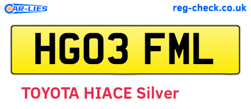 HG03FML are the vehicle registration plates.