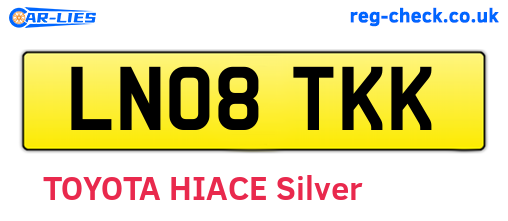 LN08TKK are the vehicle registration plates.