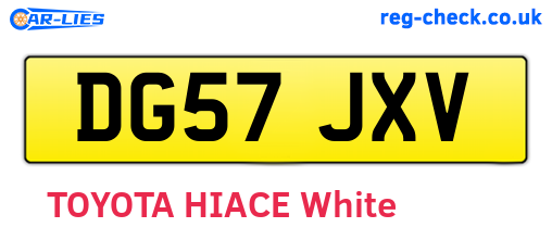 DG57JXV are the vehicle registration plates.