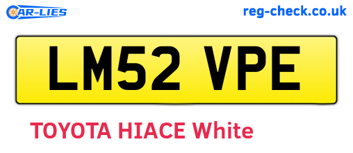 LM52VPE are the vehicle registration plates.