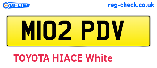 M102PDV are the vehicle registration plates.