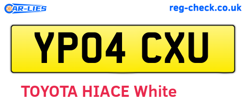 YP04CXU are the vehicle registration plates.