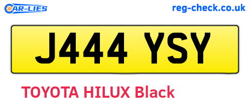 J444YSY are the vehicle registration plates.