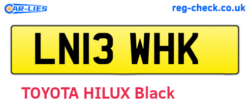 LN13WHK are the vehicle registration plates.