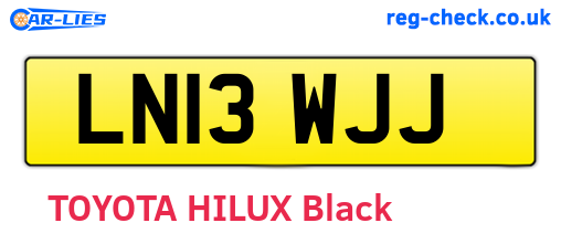 LN13WJJ are the vehicle registration plates.