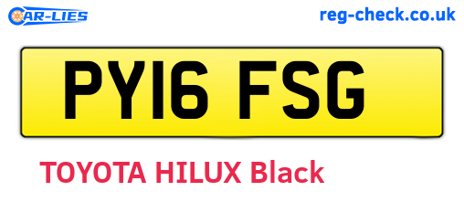 PY16FSG are the vehicle registration plates.