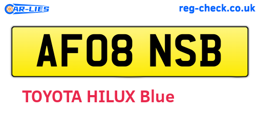 AF08NSB are the vehicle registration plates.