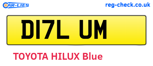 D17LUM are the vehicle registration plates.