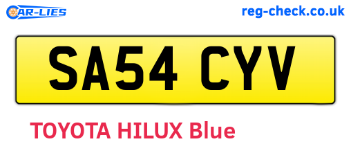 SA54CYV are the vehicle registration plates.