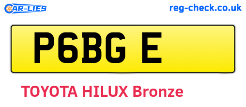 P6BGE are the vehicle registration plates.