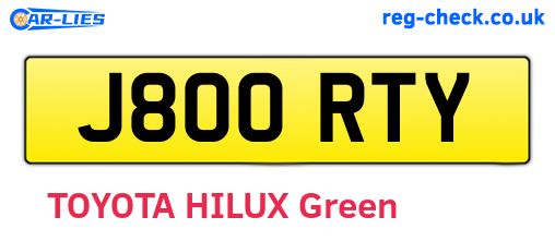 J800RTY are the vehicle registration plates.
