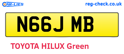 N66JMB are the vehicle registration plates.