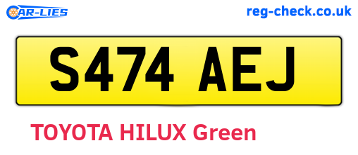 S474AEJ are the vehicle registration plates.