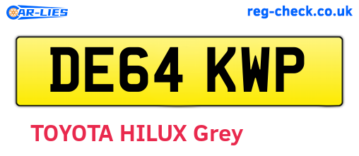 DE64KWP are the vehicle registration plates.