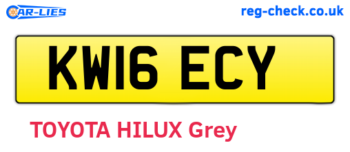 KW16ECY are the vehicle registration plates.