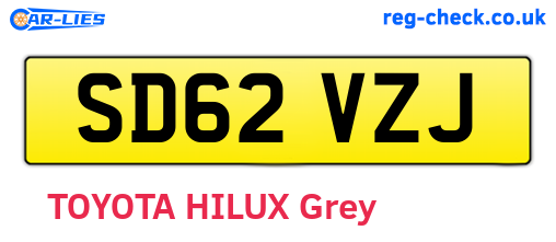 SD62VZJ are the vehicle registration plates.