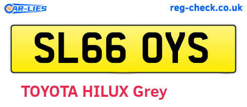 SL66OYS are the vehicle registration plates.