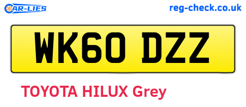 WK60DZZ are the vehicle registration plates.