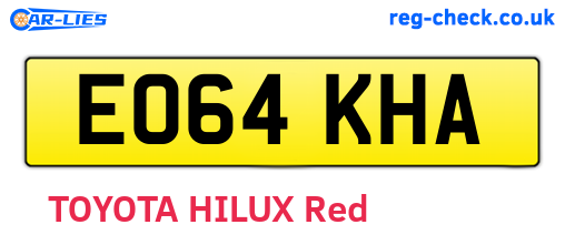 EO64KHA are the vehicle registration plates.
