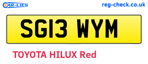 SG13WYM are the vehicle registration plates.
