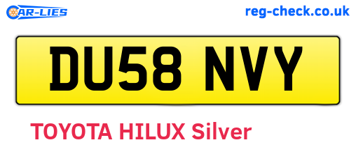 DU58NVY are the vehicle registration plates.