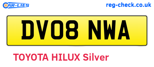 DV08NWA are the vehicle registration plates.