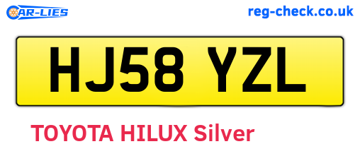 HJ58YZL are the vehicle registration plates.