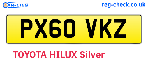 PX60VKZ are the vehicle registration plates.