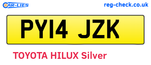 PY14JZK are the vehicle registration plates.