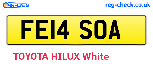 FE14SOA are the vehicle registration plates.