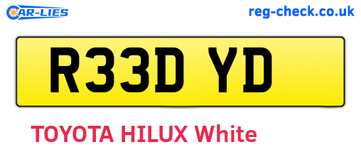 R33DYD are the vehicle registration plates.