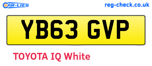 YB63GVP are the vehicle registration plates.