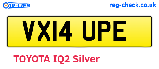 VX14UPE are the vehicle registration plates.