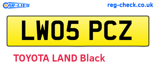 LW05PCZ are the vehicle registration plates.