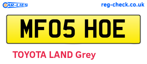 MF05HOE are the vehicle registration plates.