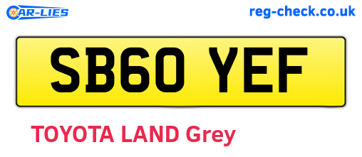 SB60YEF are the vehicle registration plates.