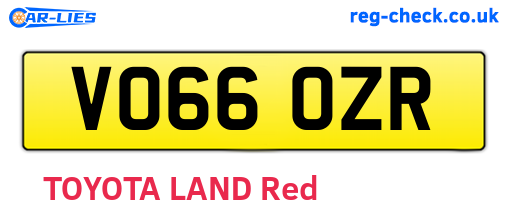VO66OZR are the vehicle registration plates.