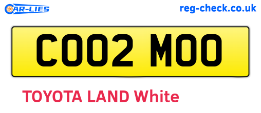 CO02MOO are the vehicle registration plates.