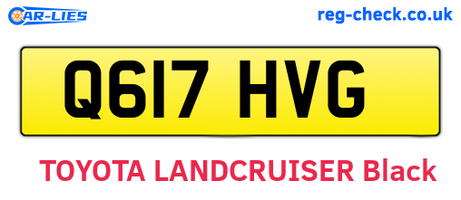 Q617HVG are the vehicle registration plates.