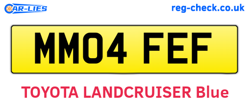 MM04FEF are the vehicle registration plates.