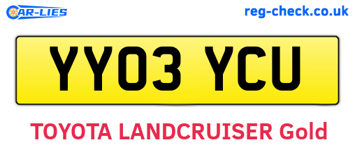 YY03YCU are the vehicle registration plates.