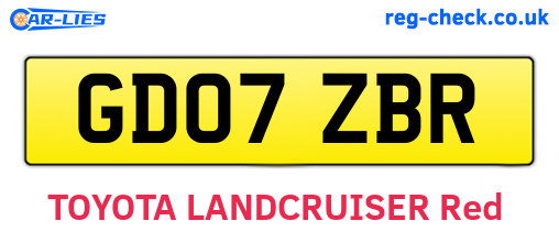 GD07ZBR are the vehicle registration plates.