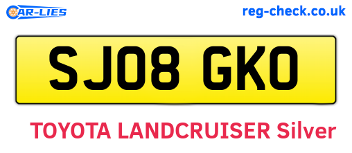 SJ08GKO are the vehicle registration plates.