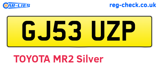 GJ53UZP are the vehicle registration plates.
