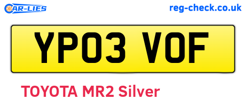 YP03VOF are the vehicle registration plates.