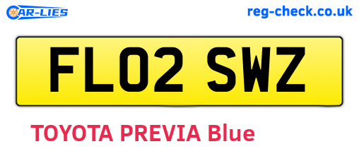 FL02SWZ are the vehicle registration plates.