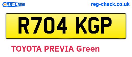 R704KGP are the vehicle registration plates.