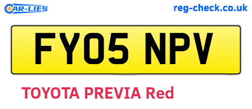 FY05NPV are the vehicle registration plates.
