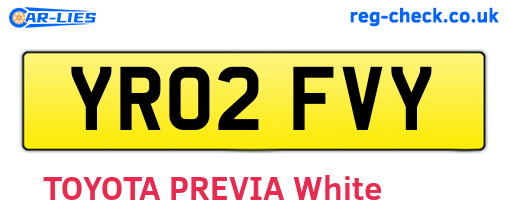 YR02FVY are the vehicle registration plates.